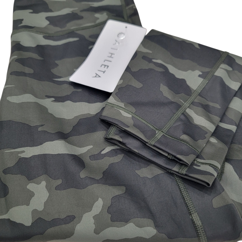 NWT Athleta Ultimate Camo 7/8 Tights Olive Green Workout Leggings Women's M - Picture 6 of 17